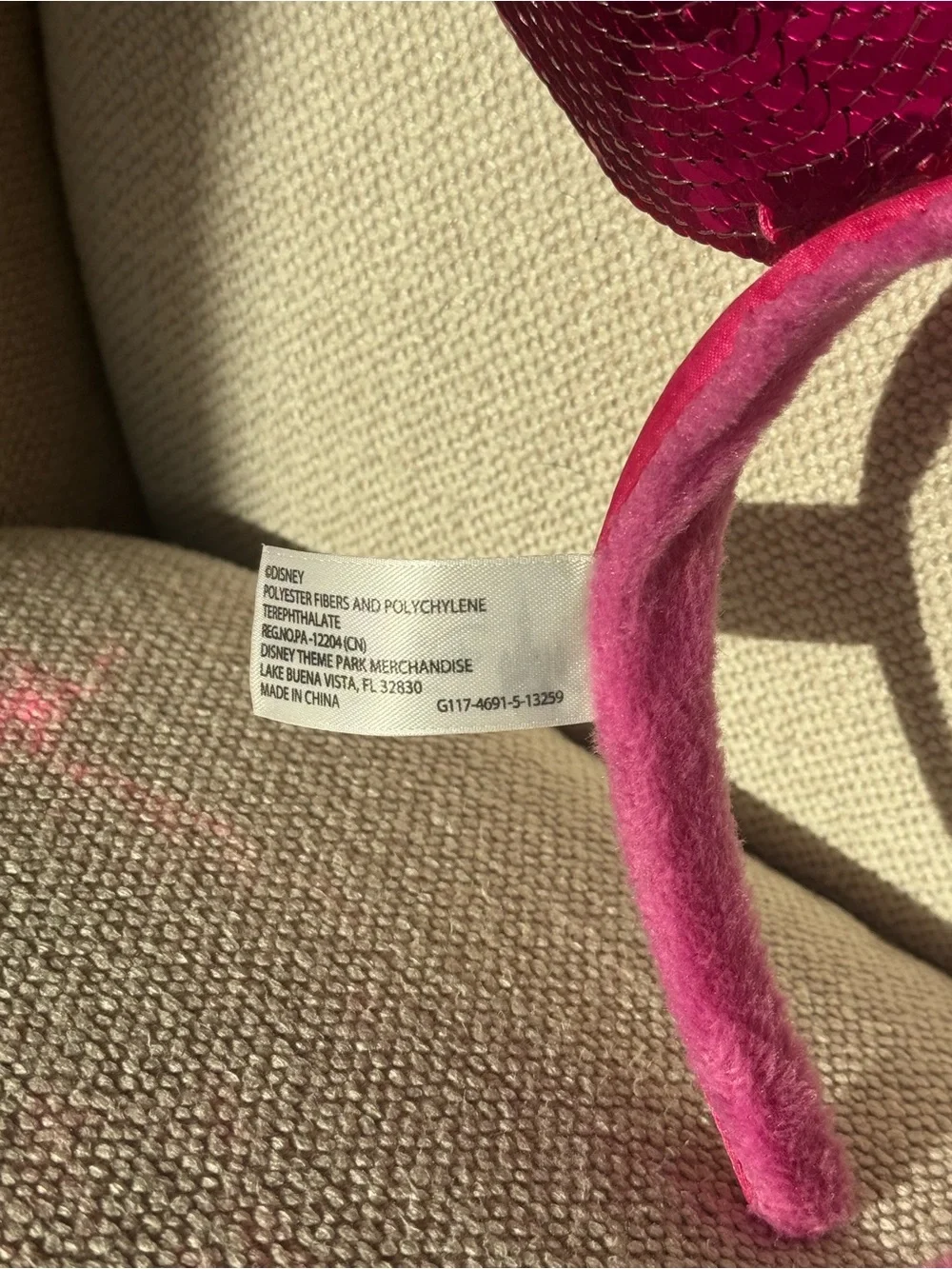 Disney Hot Pink Sequin Minnie Ears with Polka Dot Bow